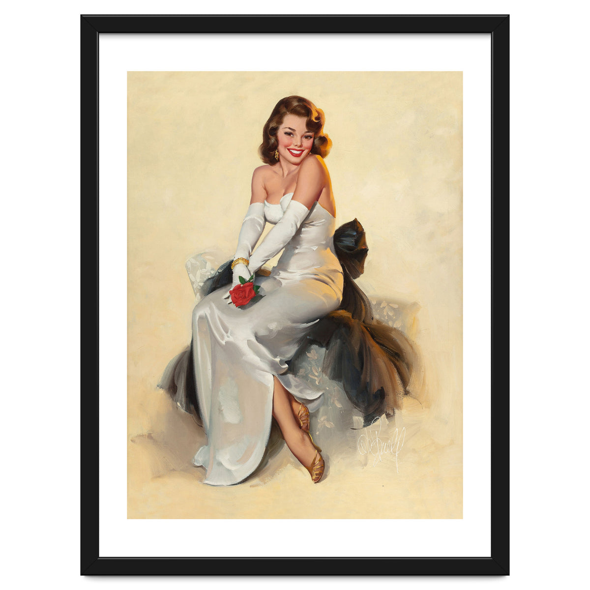 Smiling Young Woman Posing With Flower