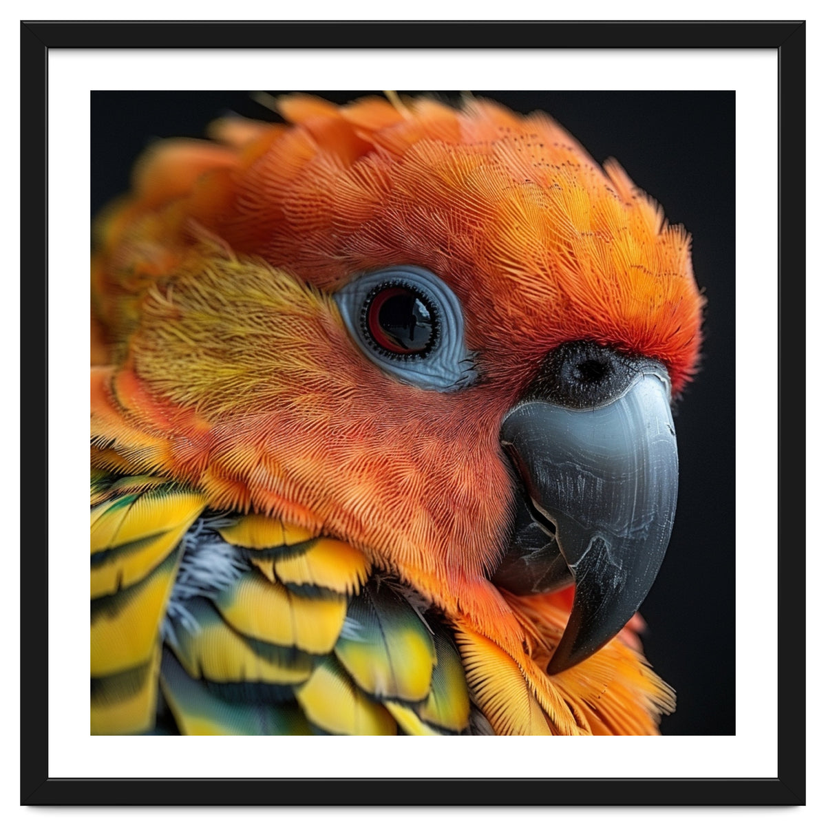Close Up Of A Sun Conure Parrot's Head