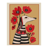Striped Dog With Poppies (Print Only) thumbnail