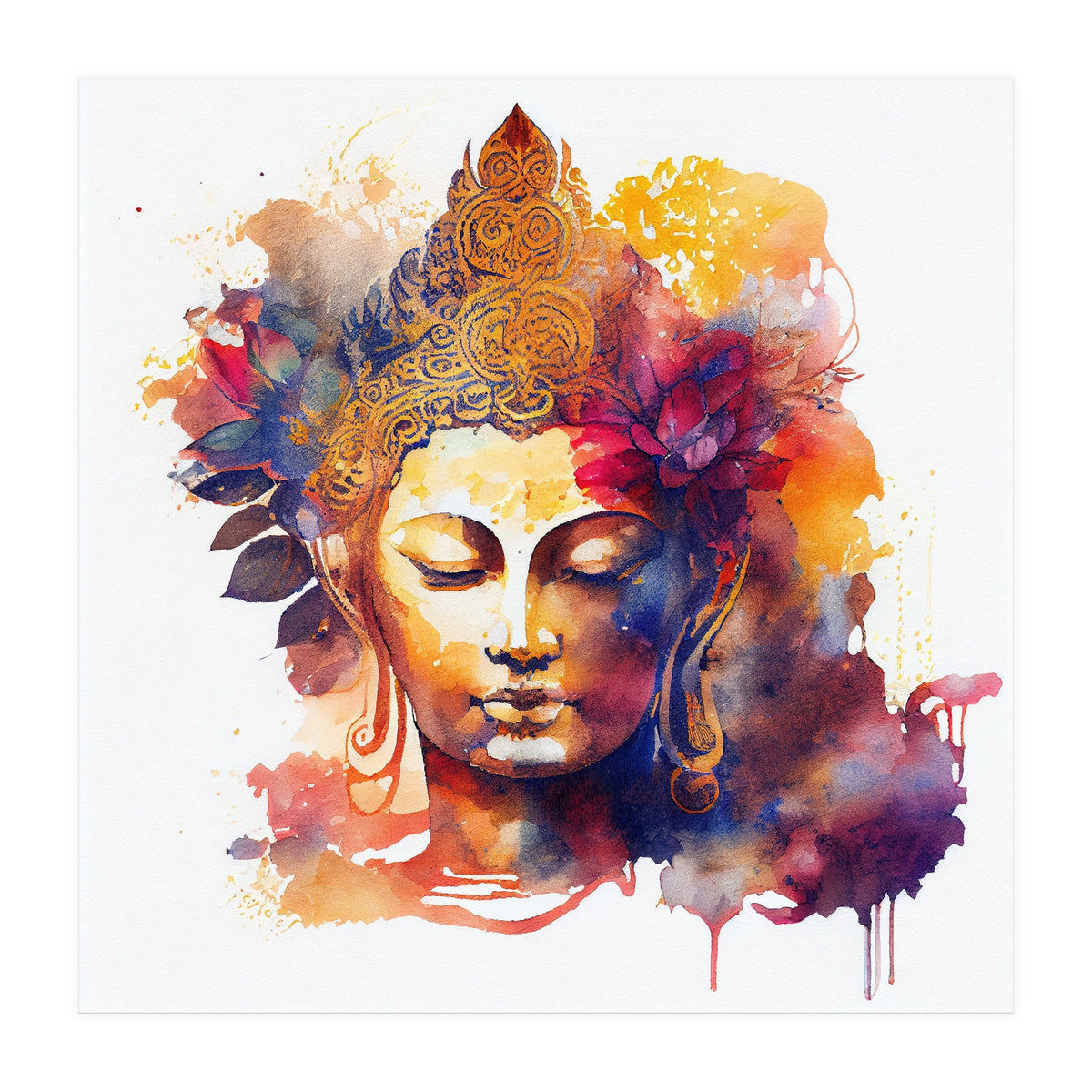 Lotus Bloom Buddha Portrait (Print Only)