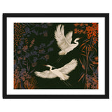 White Herons Flying Asian Art thumbnail