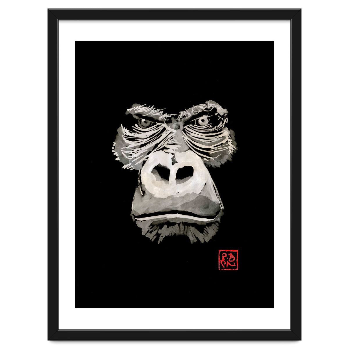 Angry Gorilla White In Black