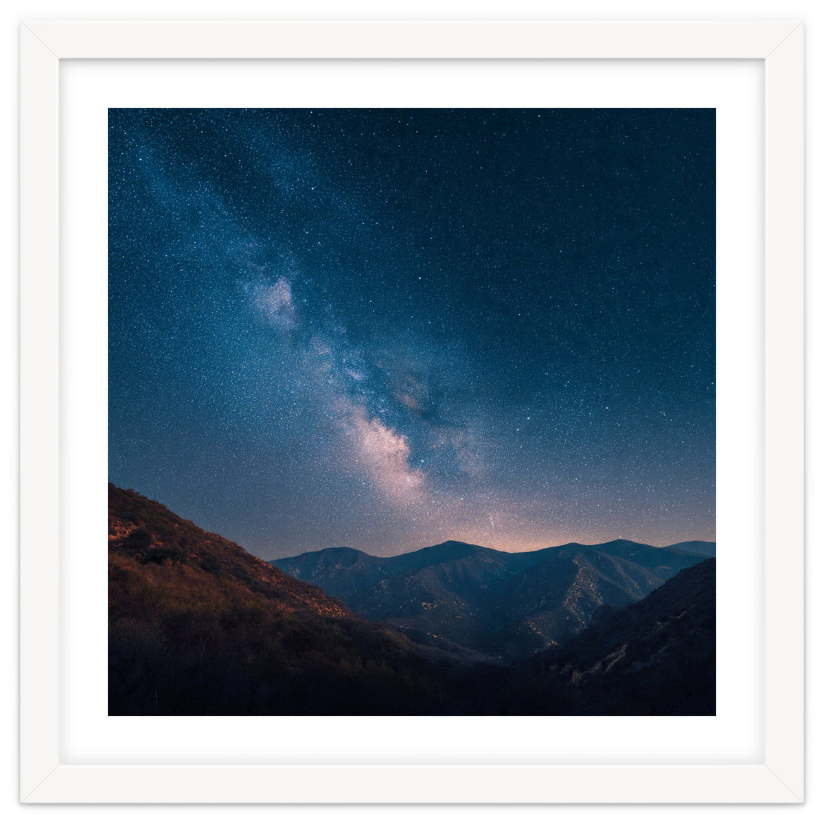 Majestic Milky Way Galaxy over Serene Mountain Range Night Landscape Illustration