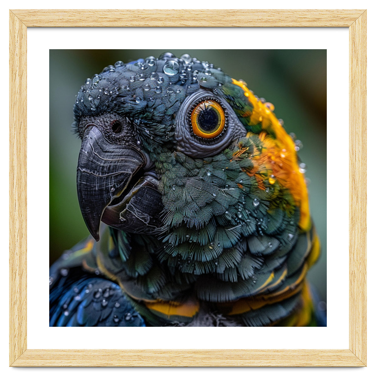 Close Up Of A Wet Macaw Parrot Head