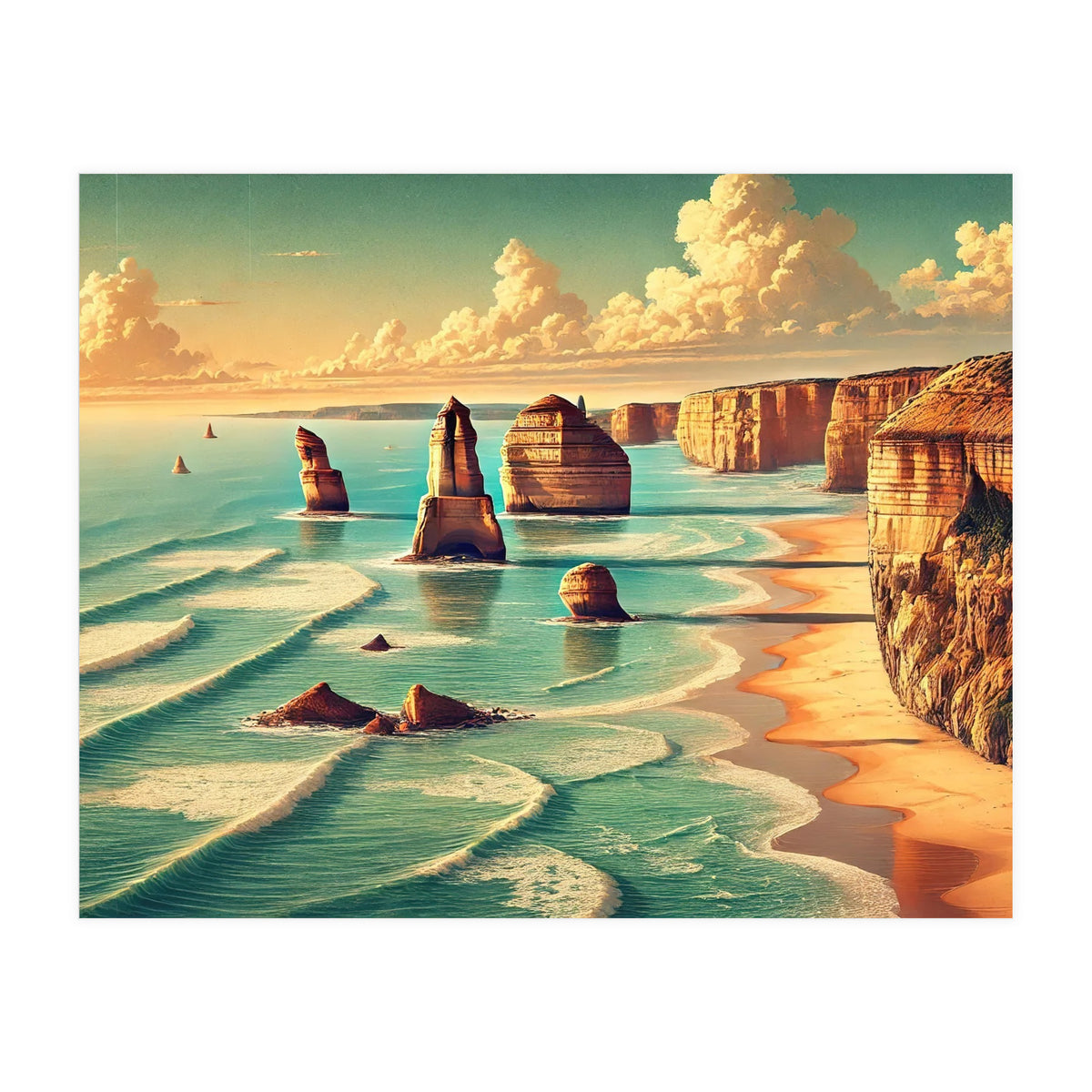 Vintage Australia, Great Ocean Road Poster (Print Only)