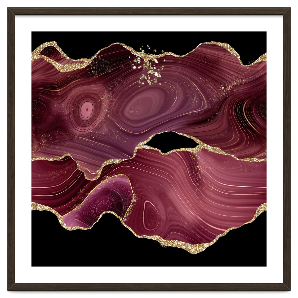 Burgundy & Gold Glitter Agate Texture 03