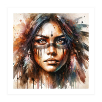 Powerful Tribal Warrior Woman Masked Gaze (Print Only)