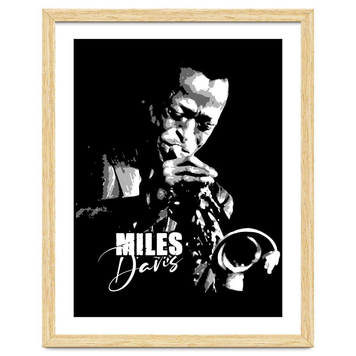 Miles Davis American Jazz Trumpeter in Grayscale