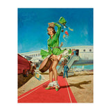 Sexy Pinup Brunette Experiencing Sudden Wind At The Airport (Print Only) thumbnail