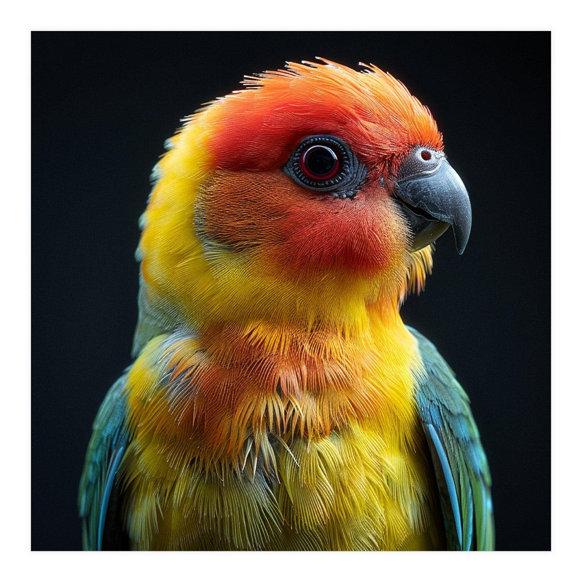 Vibrant Sun Conure Parrot Close Up Portrait (Print Only)