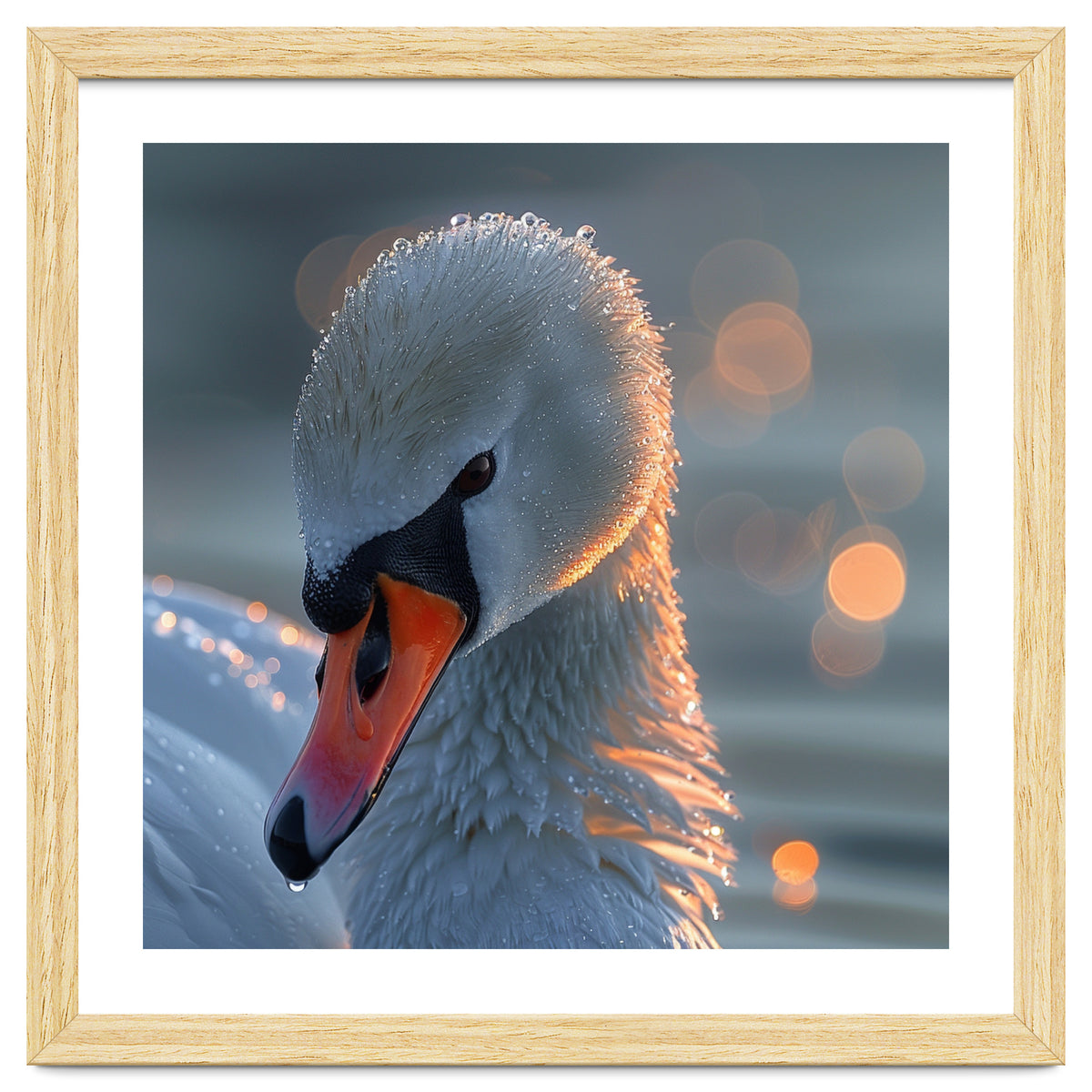Close Up Of A Swan With Water Droplets