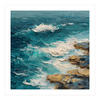 Dynamic Coastal Swell with Sculpted Turquoise Waves (Print Only)