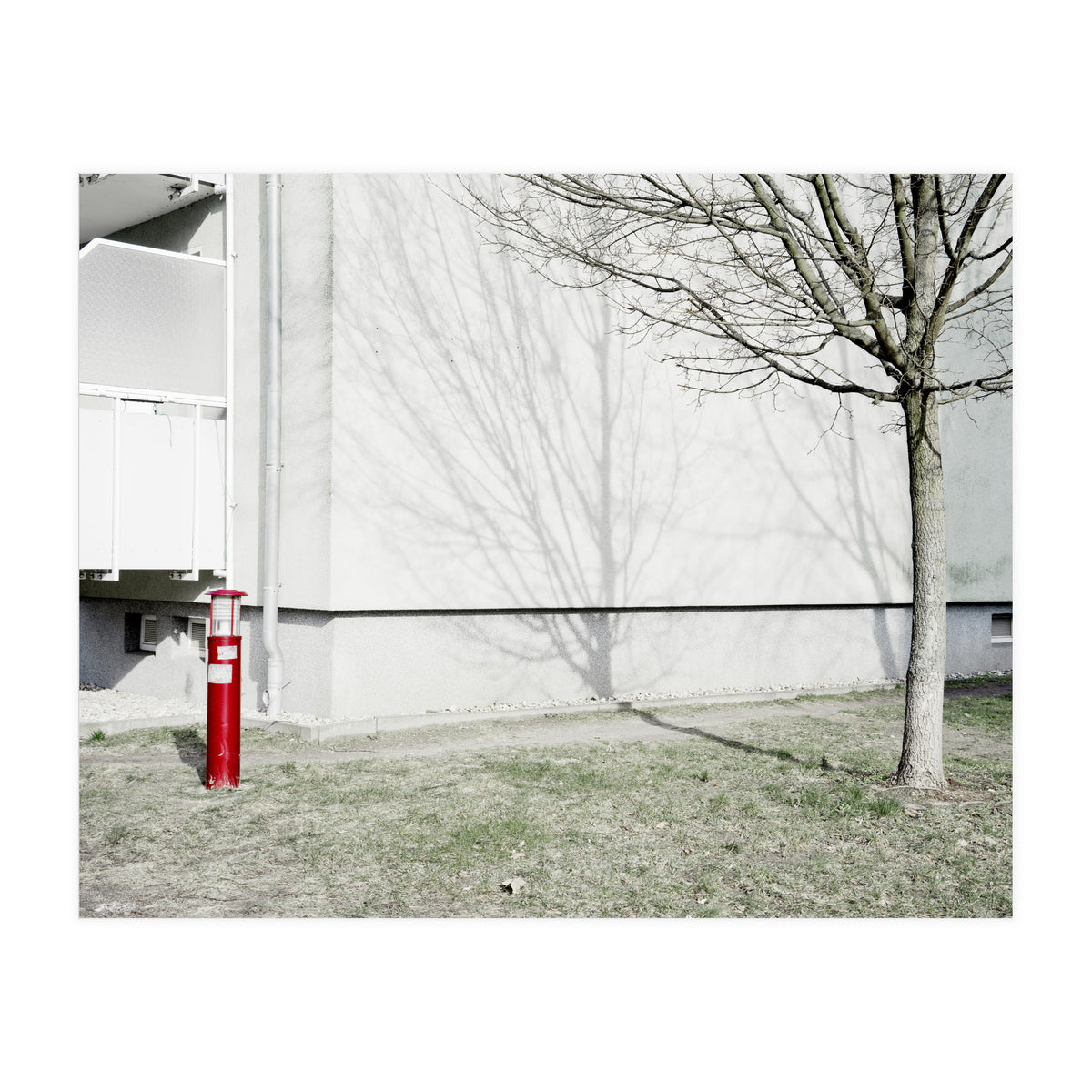 Red light pole and Tree shadow on the wall (Print Only)