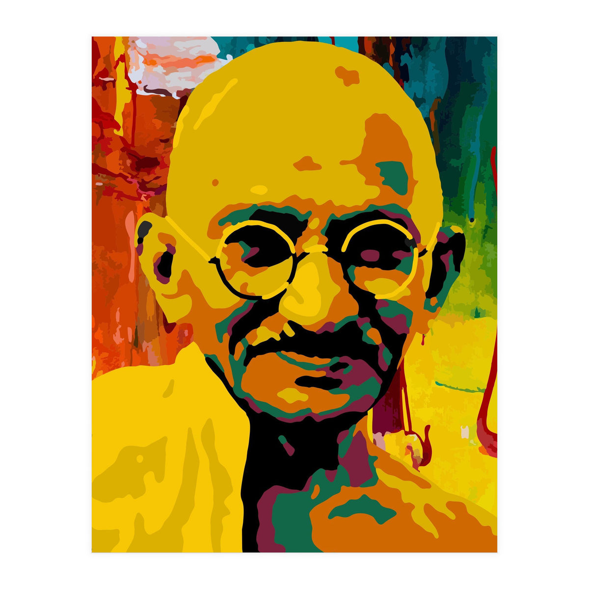 Mahatma Gandhi Colorful Abstract Art (Print Only)