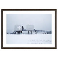 First aid house in the winter seascape