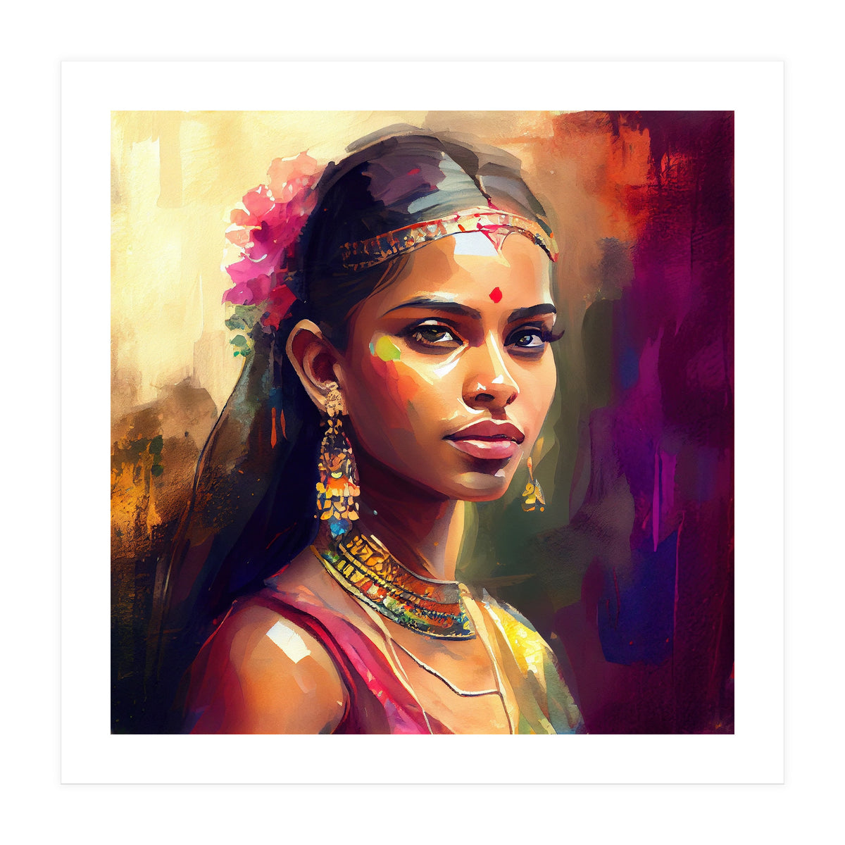 Golden Garland Sinhalese Portrait (Print Only)