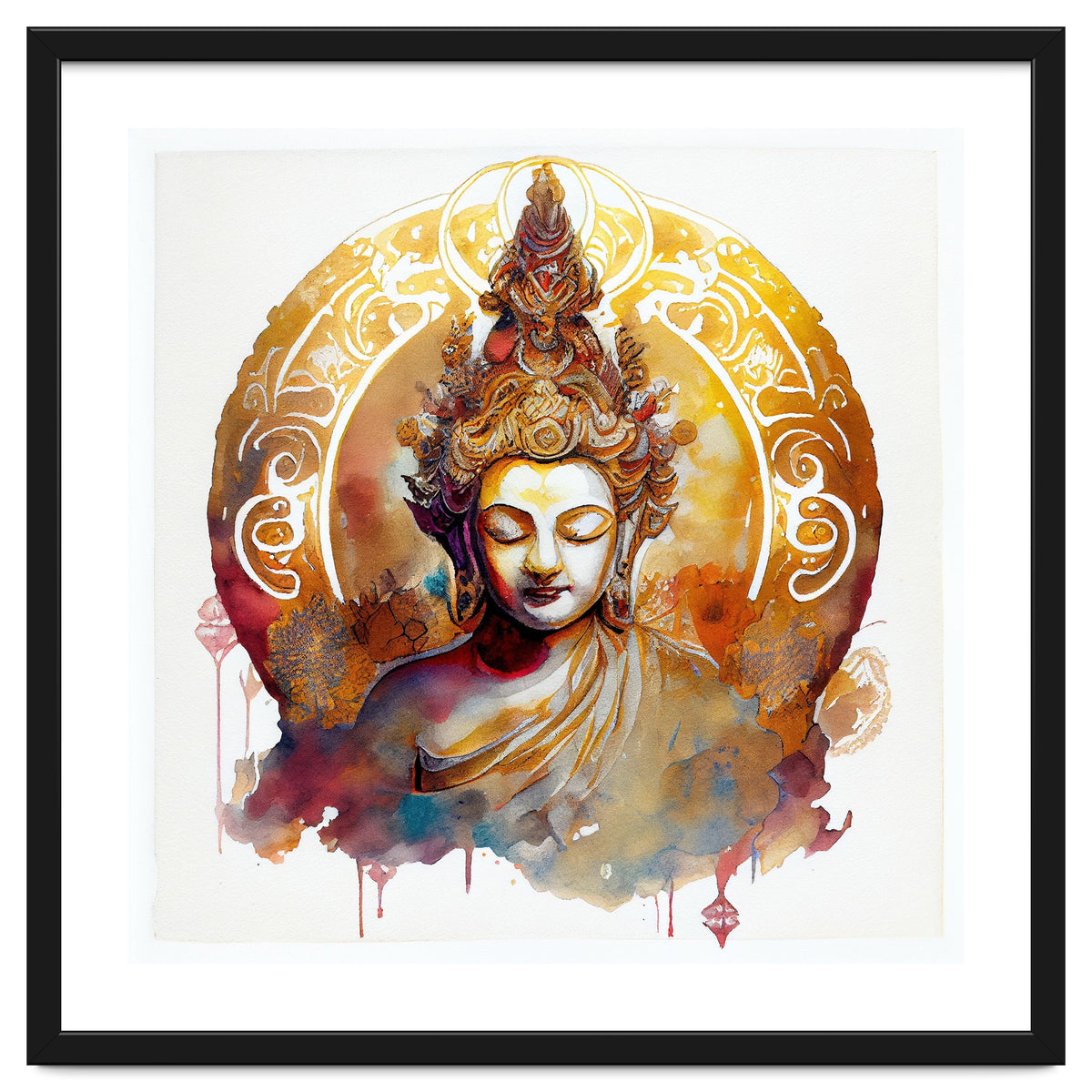 Golden Halo Buddha Portrait