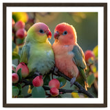 Lovebirds Couple Sitting On A Branch With Berries thumbnail