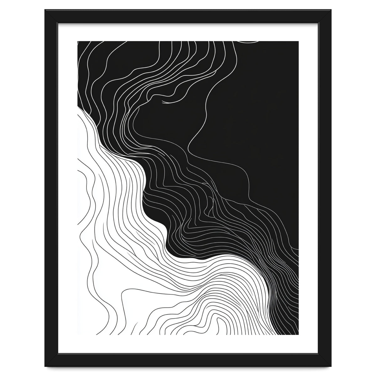 Abstract Black And White Wavy Lines Flowing