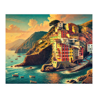Vintage Cinque Terre Poster, Italy (Print Only)