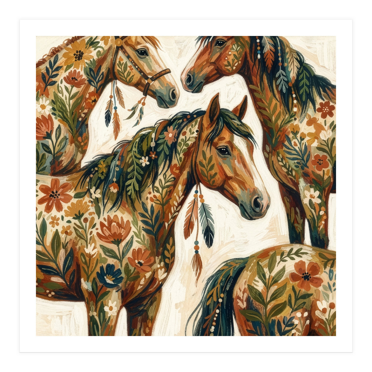 Rustic Horse Blossoms (Print Only)