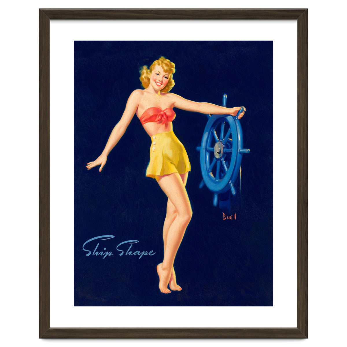 Pinup Girl Is Posing With A Steering Wheel