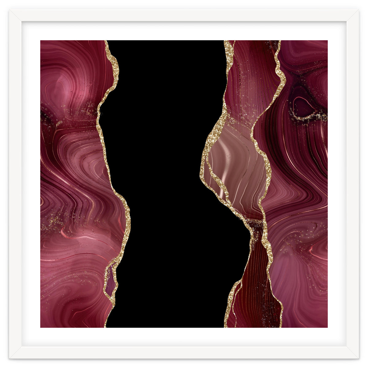 Burgundy & Gold Glitter Agate Texture 02