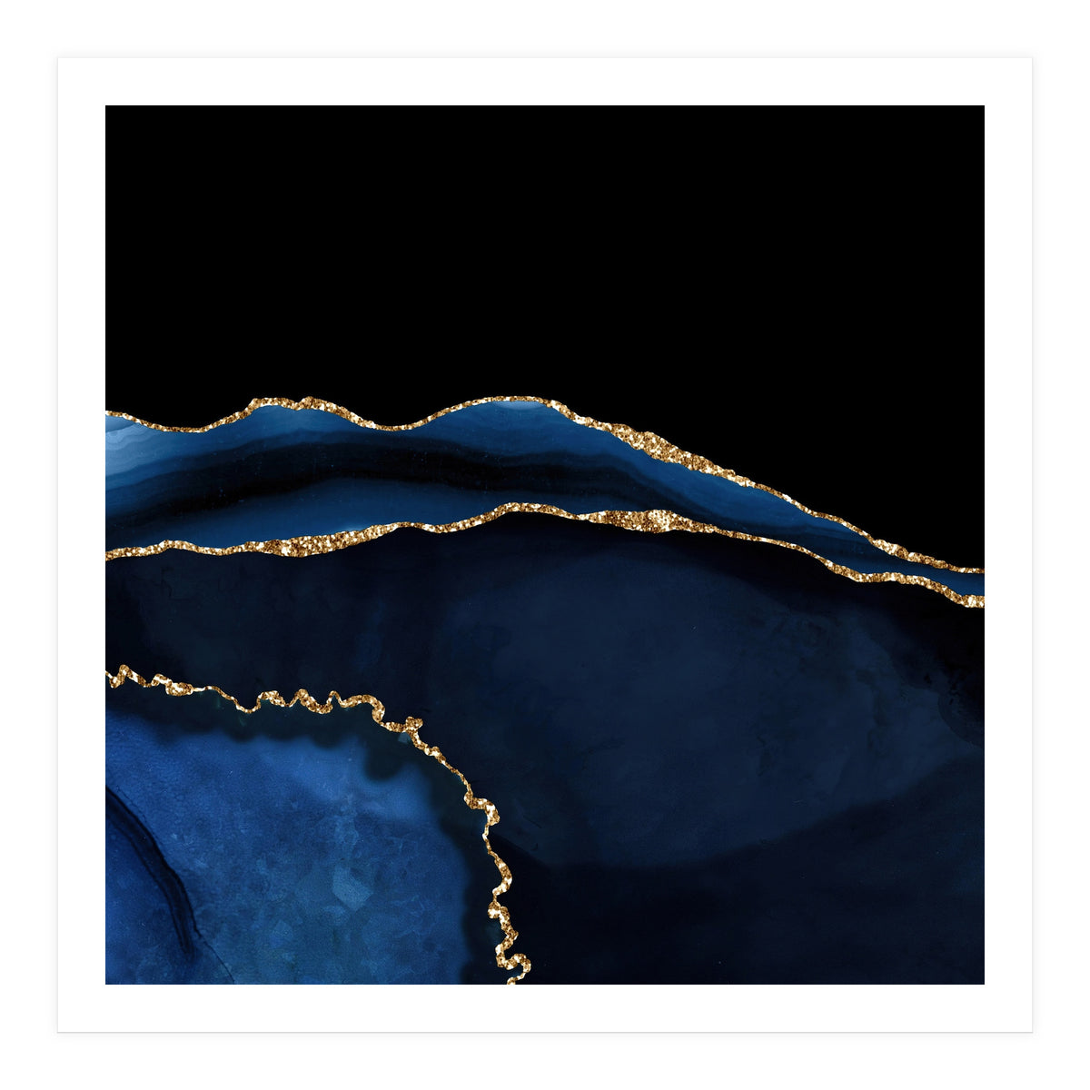 Navy & Gold Agate Texture 05  (Print Only)