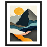 Minimalist Layered Mountain Landscape with Golden Sun thumbnail