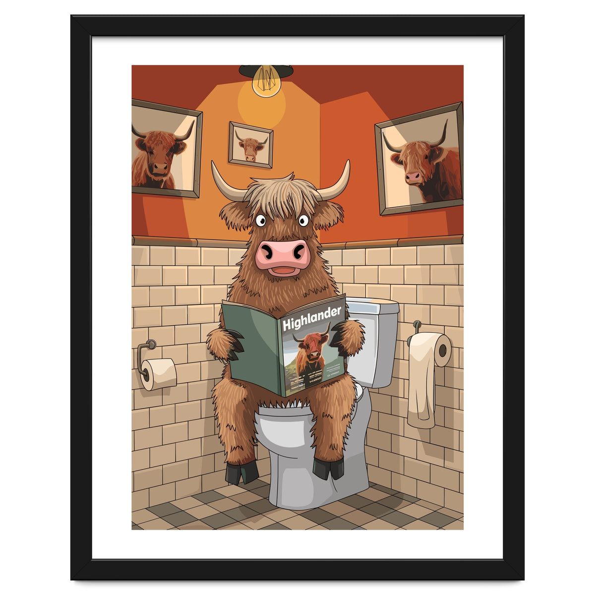 Highland Cow On The Toilet