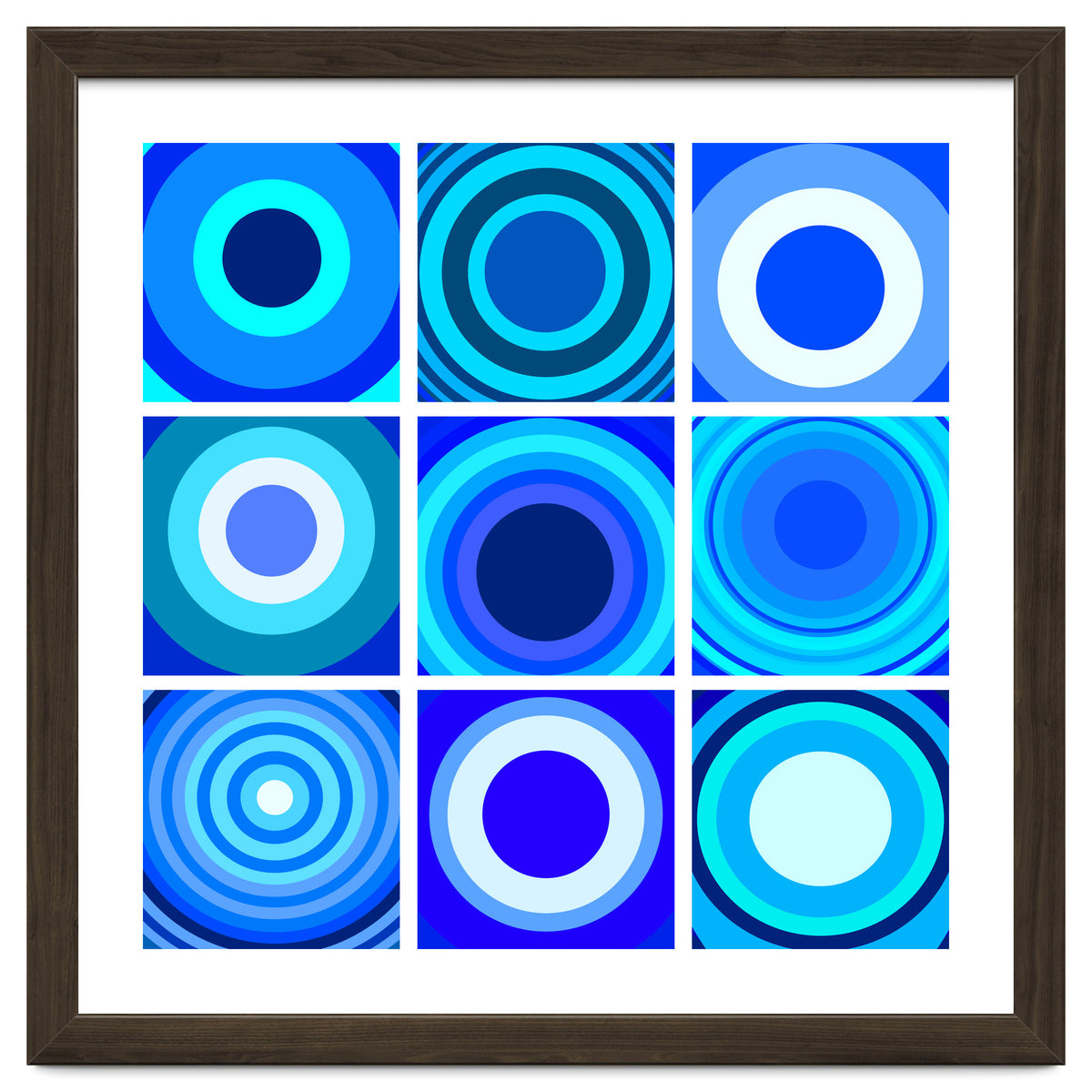 Circles & Rectangles Alt Blue 3 X 3: 4