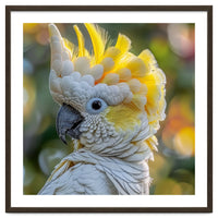 Yellow Crested Cockatoo Bird Close Up Portrait