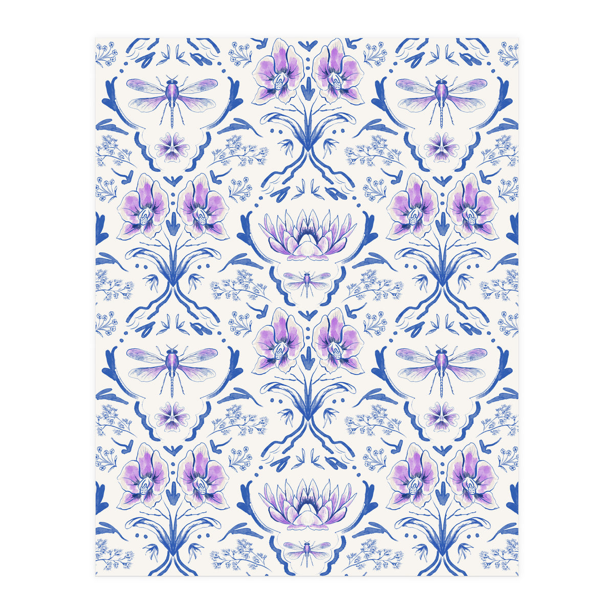 Bohemian Garden Blue Pattern (Print Only)