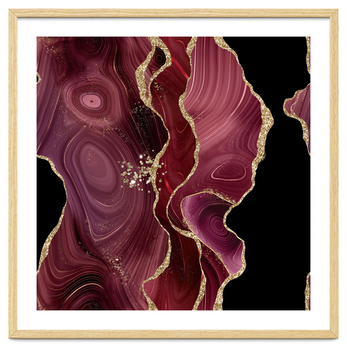 Burgundy & Gold Glitter Agate Texture 01