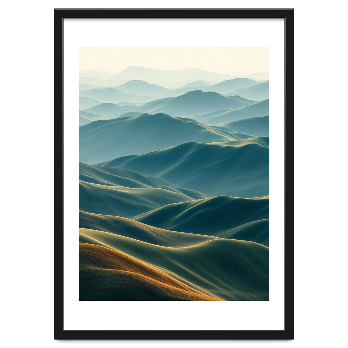 Minimalist Misty Mountain Landscape Wall Art