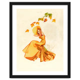Woman Posing In Yellow Dress And Autumn Leafs thumbnail