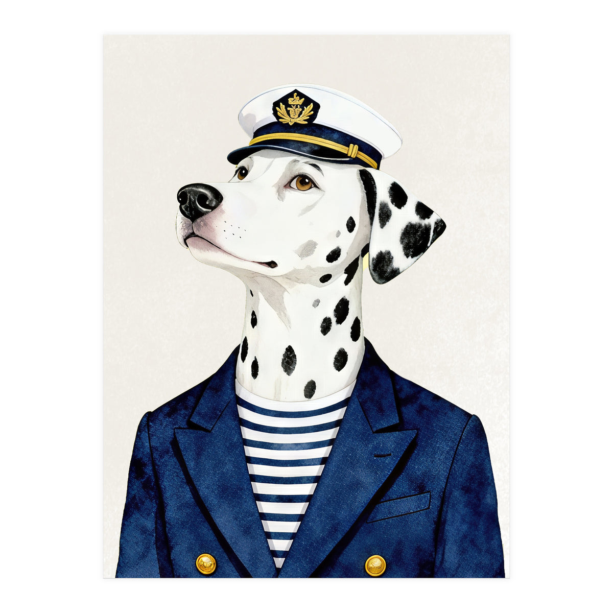 Dalmatian dog As captain (Print Only)