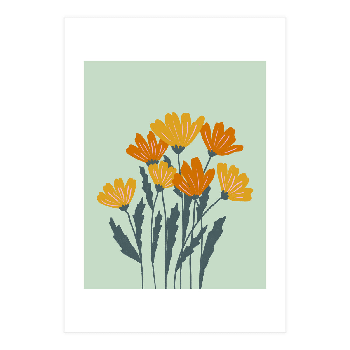 Orange and Yellow Flowers (Print Only)