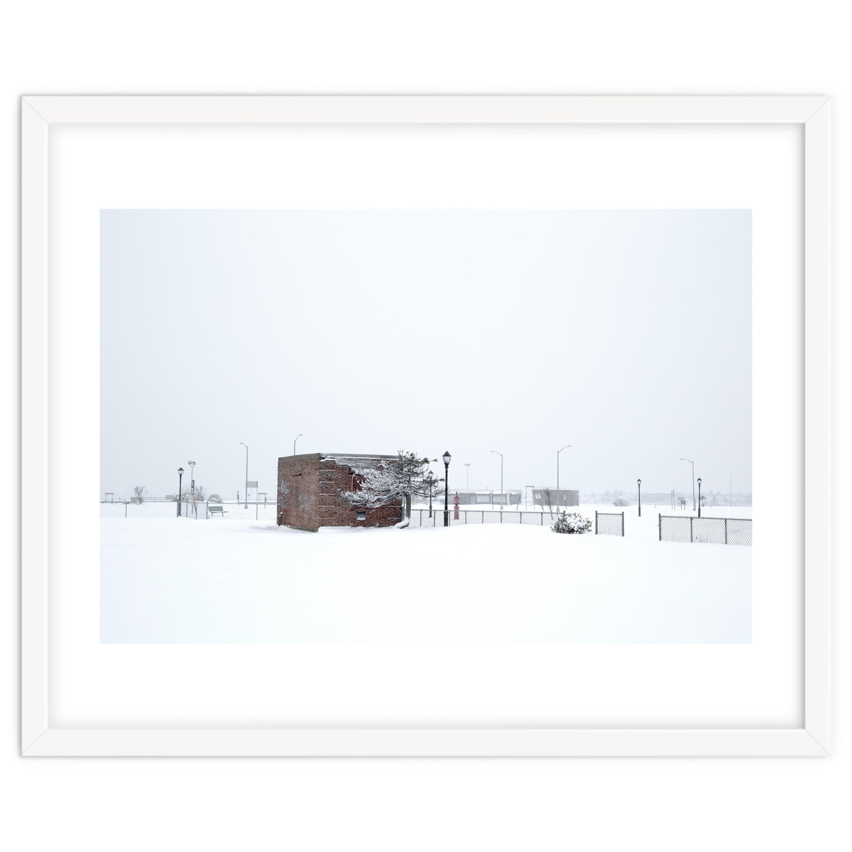 Barn in the winter snowscape