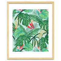 The Tropics | Jungle Botanical Bird of Paradise Illustration | Forest Palm Monstera Banana Leaves