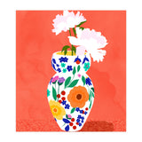The Flowerpot, Floral Nature Watercolor Painting, Eclectic Bohemian Blossom Plants, Maximalism Contemporary Boho (Print Only) thumbnail