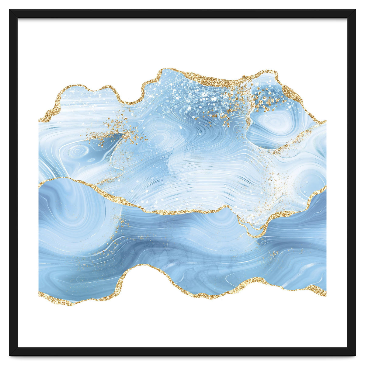 Blue & Gold Glitter Agate Texture 05