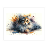 Whimsical Kitten Splash (Print Only)