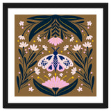 Pink Moth with Flowers on a brown background thumbnail