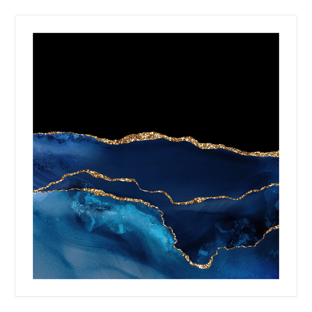 Navy & Gold Agate Texture 07  (Print Only)