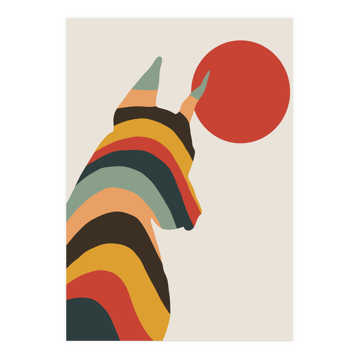 Dog Years, Rainbow Bohemian Animal, Pets Rise Dogs Retro, Eclectic Contemporary Solo (Print Only)