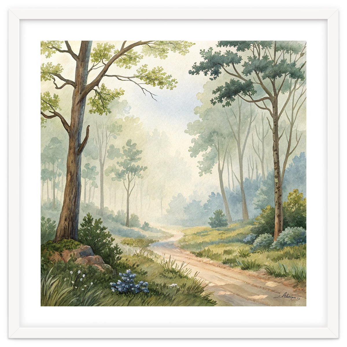 Atmospheric Forest Watercolor Painting
