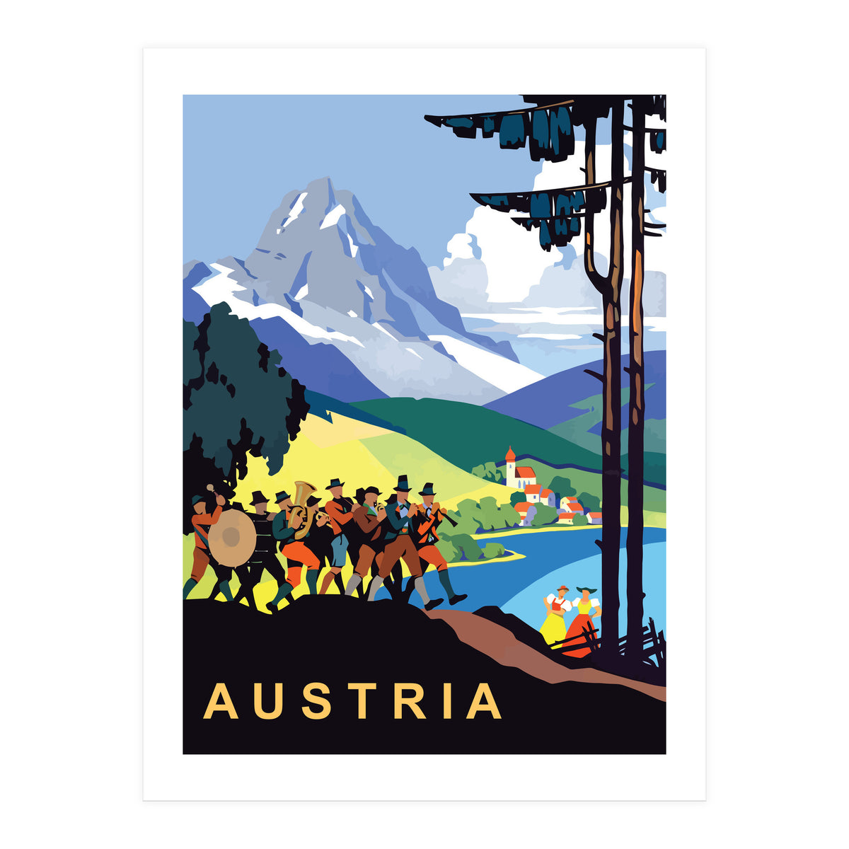 Austria, Music Orchestra on Picnic (Print Only)