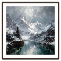Majestic Snow-Capped Alpine Peaks Reflecting