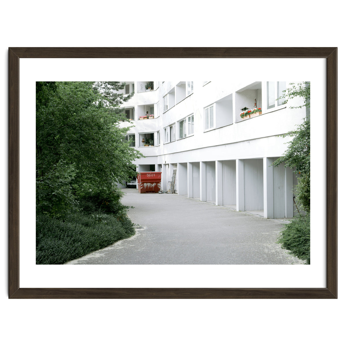 Red container in the residential site